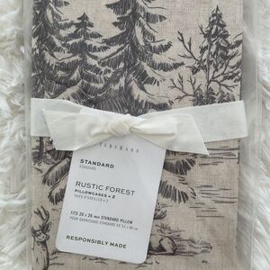 NWT Pottery Barn Rustic Forest Standard Pillowcases Set of 2 woodland Cabin Deer
